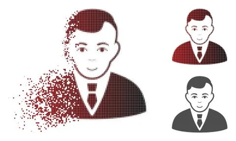 Dissolved Dot Halftone Manager Icon with Face Stock Illustration
