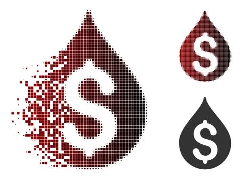 Dissolved Dot Halftone Money Drop Icon Stockillustratie