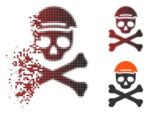 Dissolved Dot Halftone Mortal Skull Icon Illustrazione stock