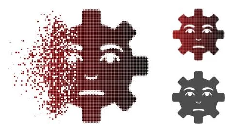 Dissolved Dot Halftone Pity Service Gear Smiley Icon Stock Illustration