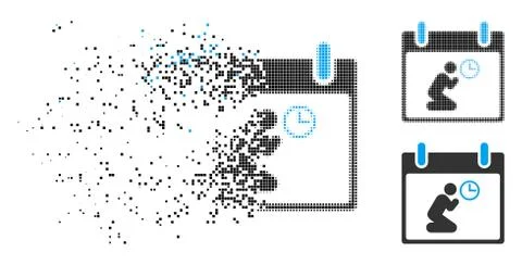 Dissolved Dot Halftone Pray Time Calendar Day Icon イラスト素材