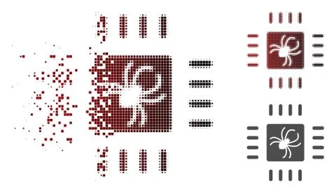 Dissolved Dot Halftone Processor Bug Icon Illustrazione stock