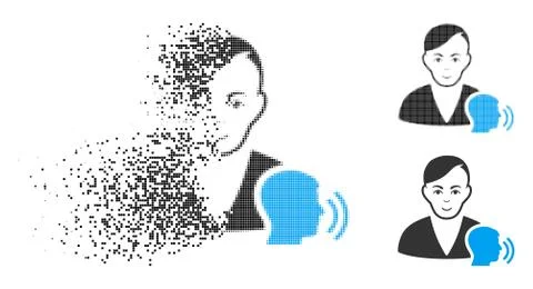 Dissolved Dot Halftone Psychoanalysis Talking Icon with Face イラスト素材