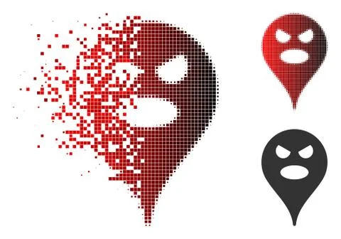 Dissolved Dot Halftone Scream Smiley Map Marker Icon Stockillustratie