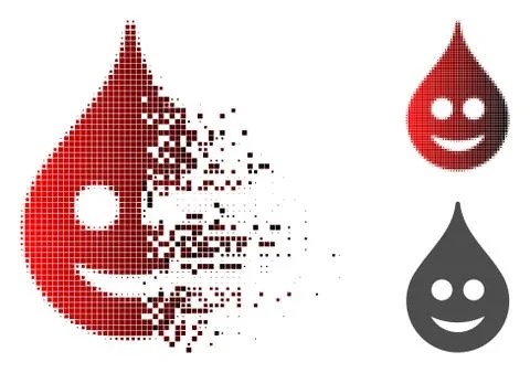 Dissolved Dot Halftone Smile Drop Icon Stock Illustration