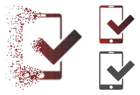 Dissolved Dot Halftone Valid Smartphone Icon 스톡 일러스트