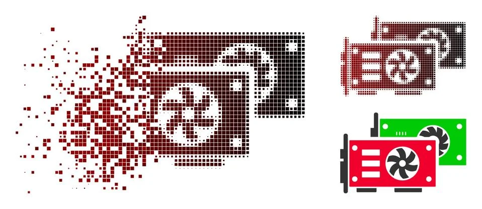 Dissolved Dot Halftone Video Graphics GPU Cards Icon 스톡 일러스트