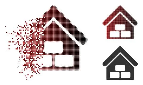 Dissolved Dot Halftone Warehouse Icon Stockillustratie