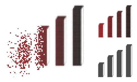 Dissolved Dotted Halftone 3D Bar Chart Icon Stockillustratie