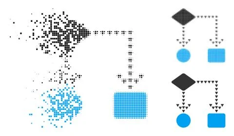 Dissolved Dotted Halftone Algorithm Flowchart Icon イラスト素材