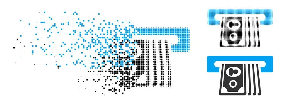 Dissolved Dotted Halftone ATM Insert Cash Icon Stock Illustration