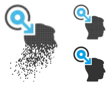 Dissolved Dotted Halftone Brain Interface Plug-In Icon Ilustração Stock