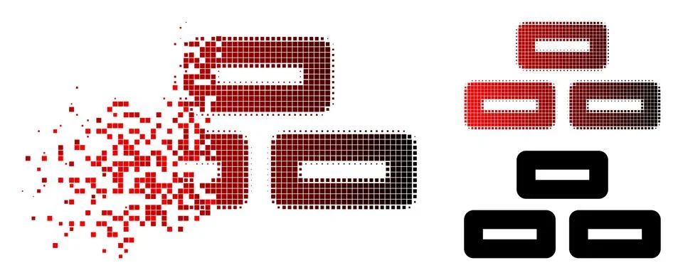Dissolved Dotted Halftone Bricks Icon Stock Illustration