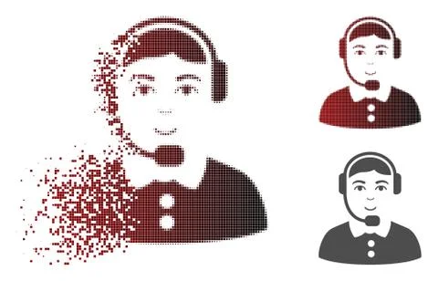Dissolved Dotted Halftone Call Center Icon with Face 스톡 일러스트