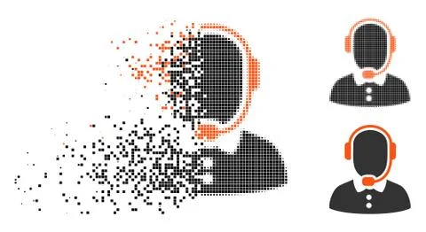 Dissolved Dotted Halftone Call Center Operator Icon Stock Illustration