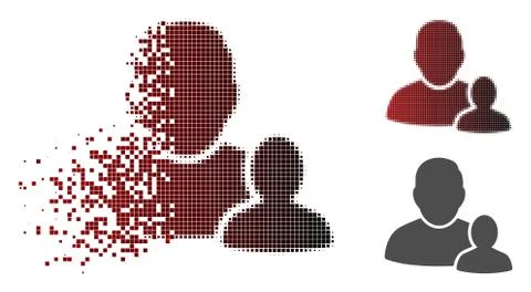 Dissolved Dotted Halftone Child Parent Icon Stockillustratie