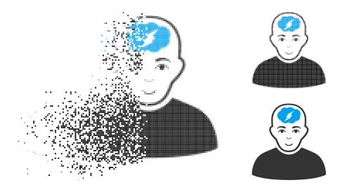 Dissolved Dotted Halftone Clever Boy Icon with Face 库存插图
