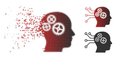 Dissolved Dotted Halftone Cyborg Interface Circuit Icon Illustrazione stock