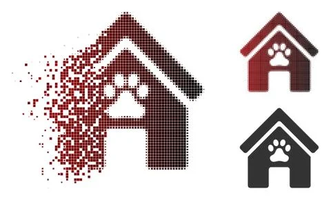 Dissolved Dotted Halftone Doghouse Icon Illustrazione stock