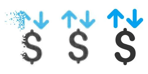 Dissolved Dotted Halftone Dollar Transactions Icon Illustrazione stock