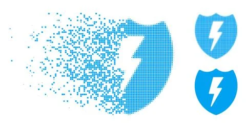 Dissolved Dotted Halftone Electric Shield Icon イラスト素材