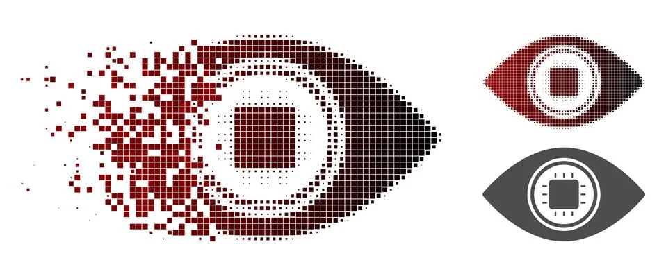 Dissolved Dotted Halftone Electronic Eye Lens Icon Stockillustratie