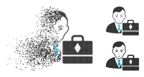 Dissolved Dotted Halftone Ethereum Accounter Icon with Face 스톡 일러스트