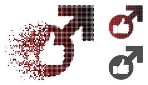 Dissolved Dotted Halftone Excellent Erection Symbol Icon Illustrazione stock