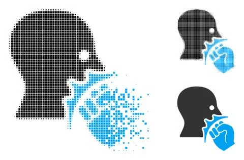 Dissolved Dotted Halftone Face Violence Strike Icon Illustrazione stock