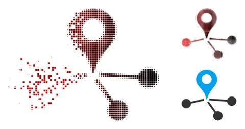 Dissolved Dotted Halftone Geo Network Icon with Face Stockillustratie