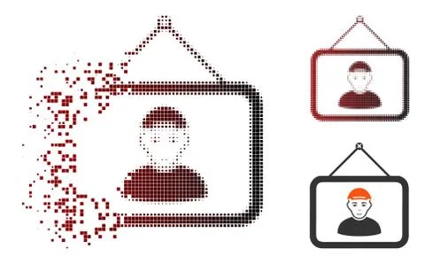 Dissolved Dotted Halftone Guy Portrait Icon Illustrazione stock