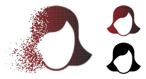 Dissolved Dotted Halftone Lady Face Template Icon Stockillustratie