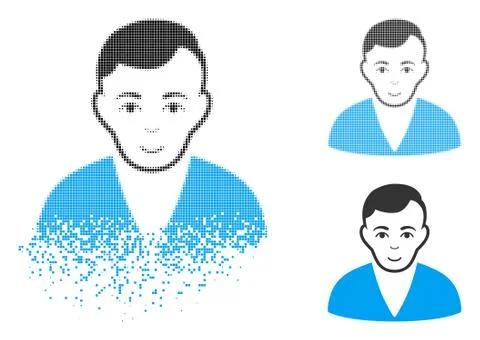 Dissolved Dotted Halftone Man Icon with Face Stockillustratie