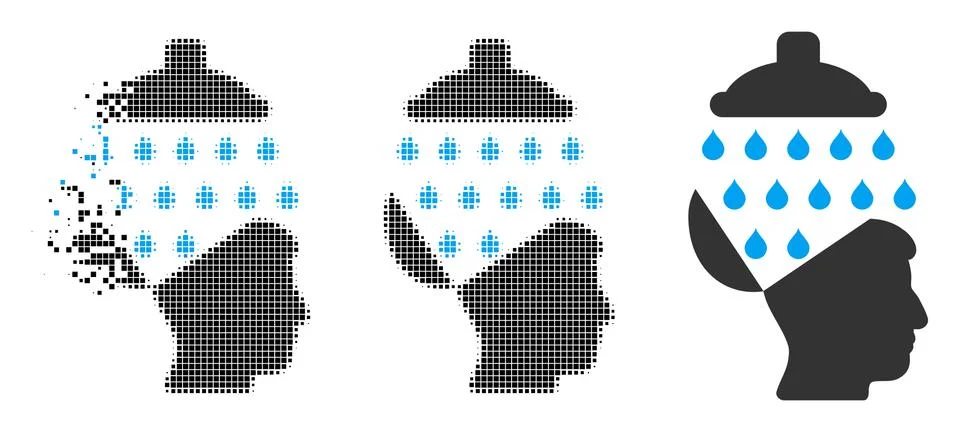 Dissolved Dotted Halftone Open Brain Shower Icon 스톡 일러스트