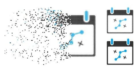 Dissolved Dotted Halftone Path Points Calendar Day Icon Illustrazione stock