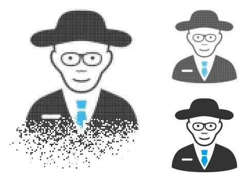 Dissolved Dotted Halftone Scientist Icon with Face イラスト素材
