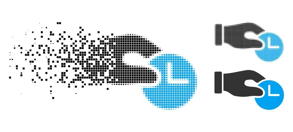 Dissolved Dotted Halftone Time Properties Icon Stock Illustration