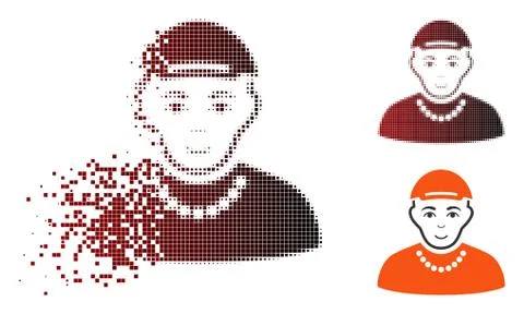 Dissolved Dotted Halftone Trendy Guy Icon with Face Stockillustratie