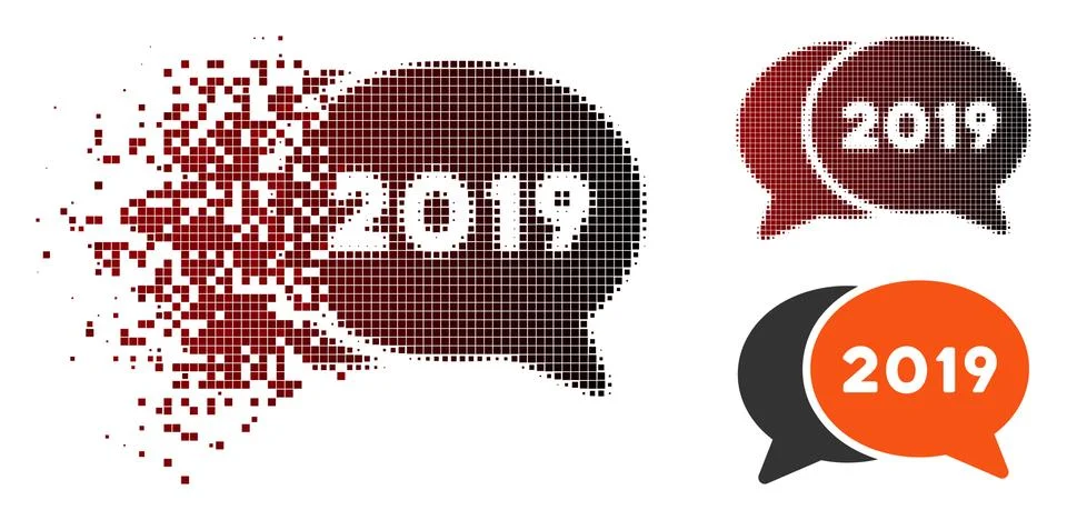 Dissolved Pixel Halftone 2019 Chat Icon Stock Illustration