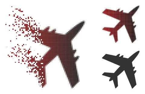 Dissolved Pixel Halftone Aircraft Icon Stock-Illustration