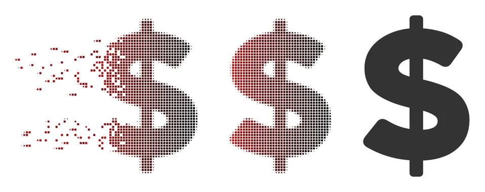 Dissolved Pixel Halftone American Dollar Icon Stock Illustration
