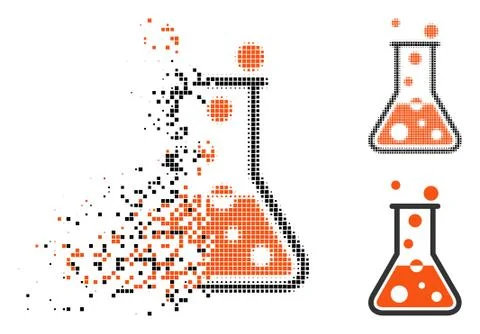 Dissolved Pixel Halftone Boiling Liquid Icon Stock Illustration