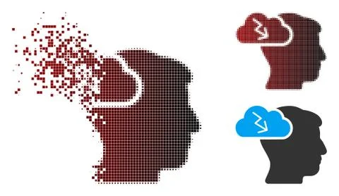 Dissolved Pixel Halftone Brainstorming Icon Stock Illustration