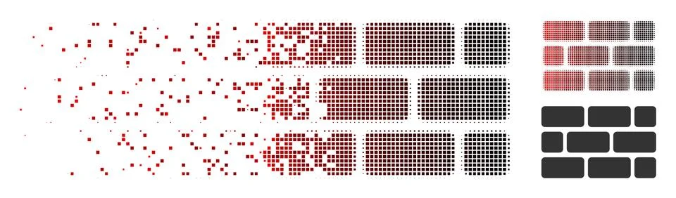 Dissolved Pixel Halftone Brick Wall Icon Stockillustratie