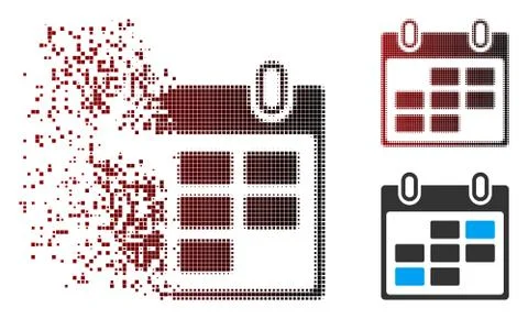 Dissolved Pixel Halftone Calendar Days Icon Stock Illustration