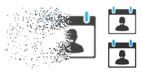 Dissolved Pixel Halftone Call Center Manager Calendar Day Icon Stock Illustration
