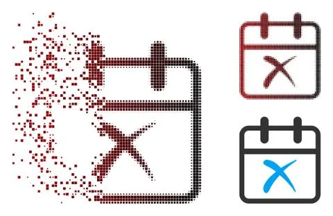 Dissolved Pixel Halftone Cancel Day Icon Illustrazione stock