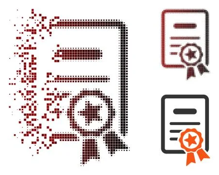 Dissolved Pixel Halftone Certified Diploma Icon Stock Illustration