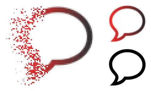 Dissolved Pixel Halftone Chat Message Icon Stock Illustration