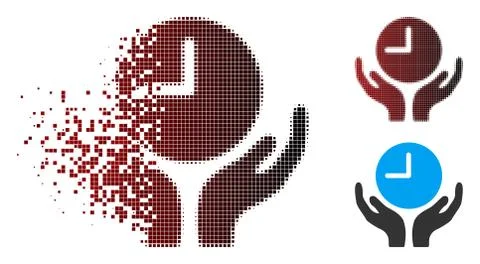 Dissolved Pixel Halftone Clock Care Icon Stock-Illustration